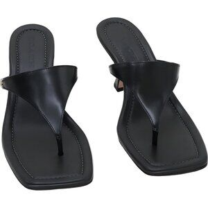 Coach Heritage Hardware Kitten Heel Thong Sandal Black US 8.5M EU 39